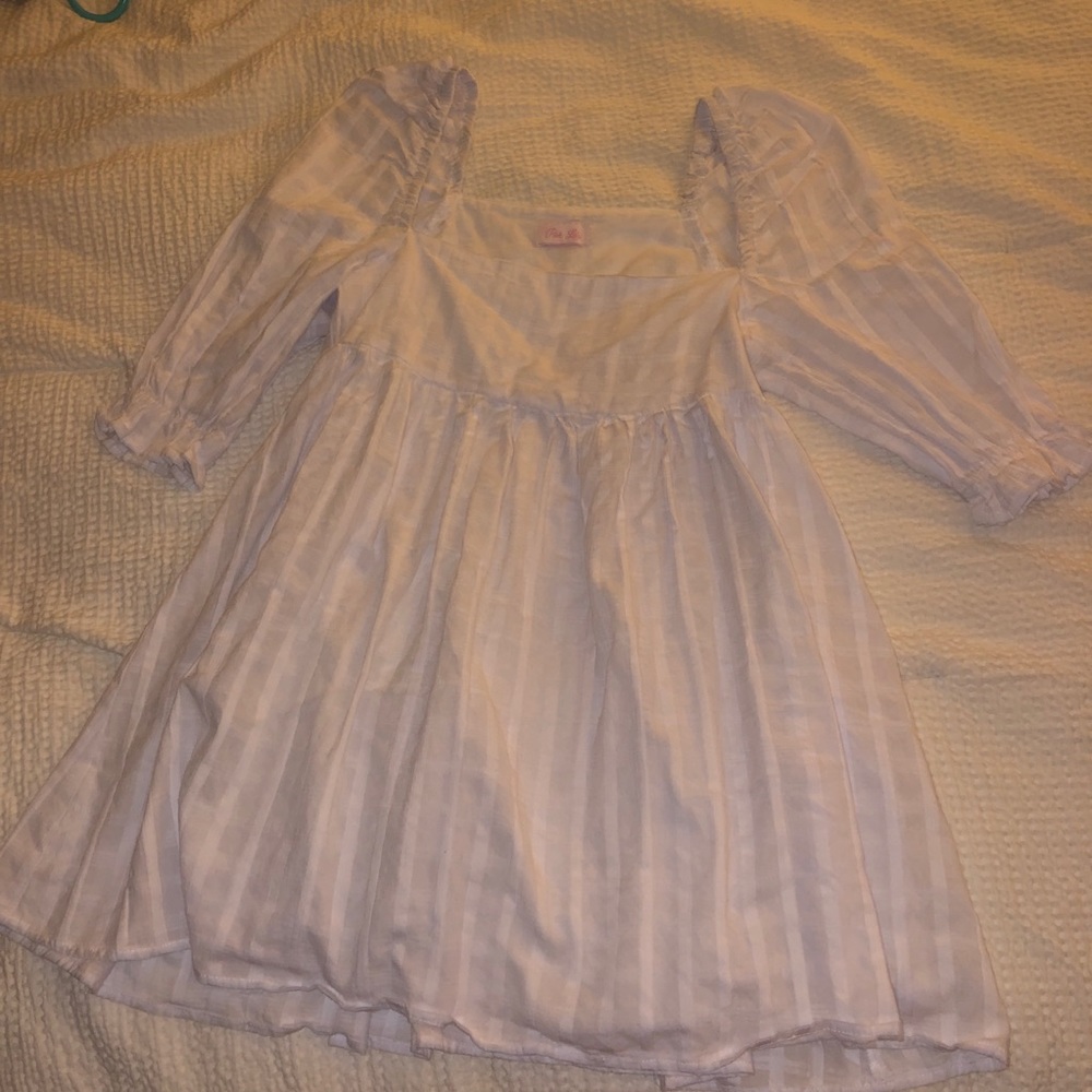 White plaid babydoll dress